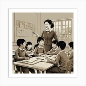 Teacher In Classroom Art Print