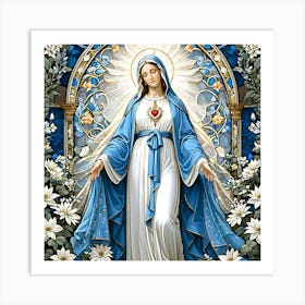 Stained Glass Virgin Mary Art Print