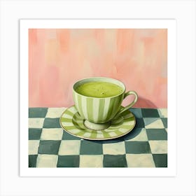 Matcha Latte Checkerboard Background 3 Art Print