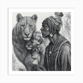 Man With A Lion Art Print