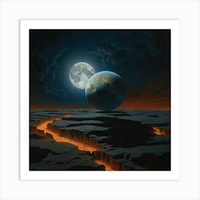 Earth And Moon Art Print