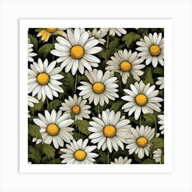 Daisy Seamless Pattern 2 Art Print