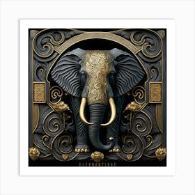 Elephant In Gold Art Print