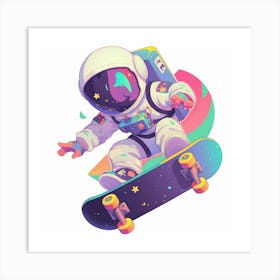 Astronaut Skateboarding 3 Art Print