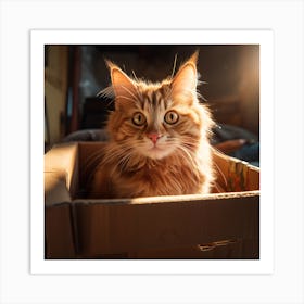 Cat In box Art Print