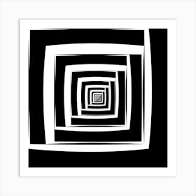 Abstract Black And White Square Pattern Art Print