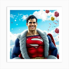 Flux Schnell A Jovial Superman Donning A Crimson Santalike Cos 1 Art Print