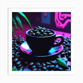 Neon Coffee Cup Art Print