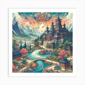 Asian Village 1 Art Print