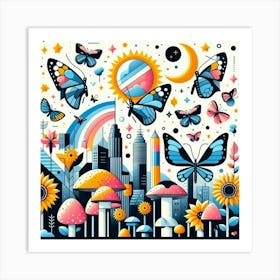 Butterflies In The City 1 Art Print