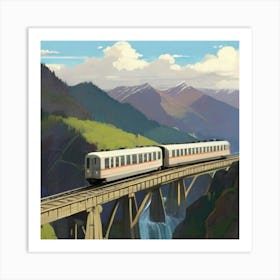 Train Crossing A Bridge 1 Art Print