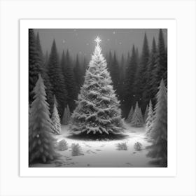 Christmas Tree In The Snow 2 Art Print