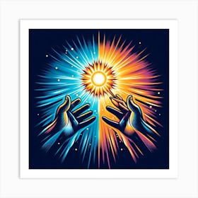 Two Hands Reaching For The Sun Art Print