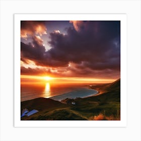 Sunset Over A Hill 2 Art Print