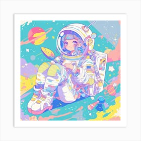 Cute Girl In Space 1 Art Print