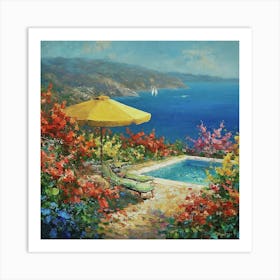 Greek Summer Pool Art Print