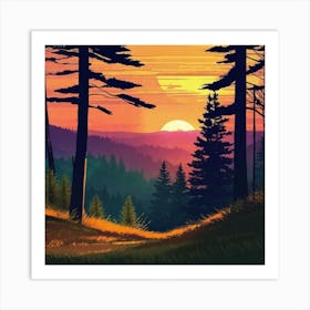 Sunset In The Forest 37 Art Print