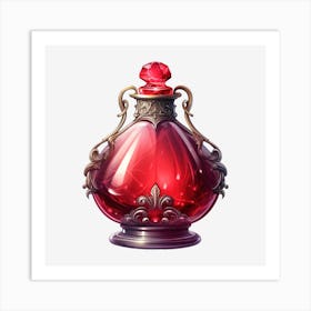 Red Perfume Bottle 2 Art Print