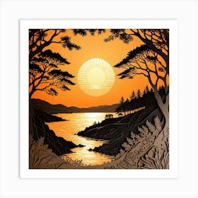 Sunset In The Woods Art Print