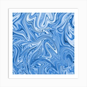 Blue Liquid Marble Art Print