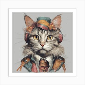 Steampunk Cat Art Print