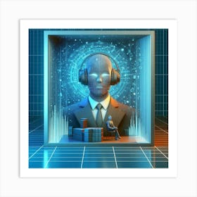 Futuristic Man With Headphones Art Print