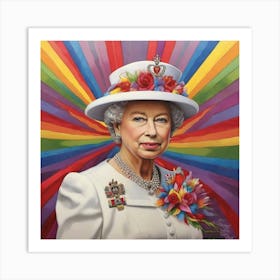 Queen Elizabeth Platinum Jubilee Rainbow Art Print 1 Art Print