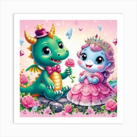 Princess And Dragon Art Print