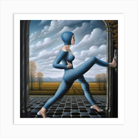 Woman In Blue Art Print