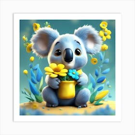 Koala - Flowers Art Print