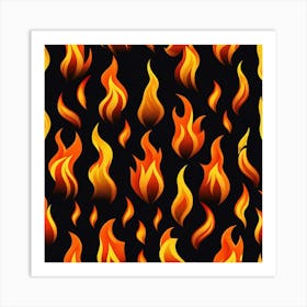 Flames On Black Background 29 Art Print