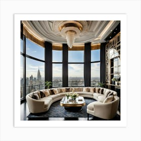 Living Room With City View 1 Art Print