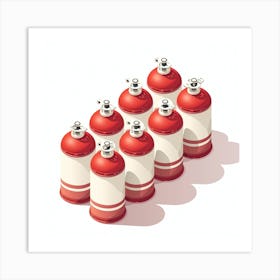 Isometric Set Of Fire Extinguishers Art Print