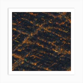 Aerial View Of A City At Night Art Print