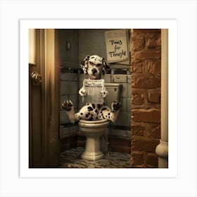 Dalmatian reading in the loo Art Print