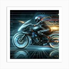 Futuristic Motorcycle Rider 1 Art Print