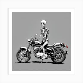 Skeleton On A Motorcycle 1 Art Print