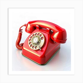 Red Vintage Rotary Dial Phone Art Print