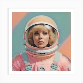 Retro Pastel Female Astronaut 3 Art Print