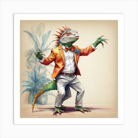 Iguana Dancing 1 Art Print