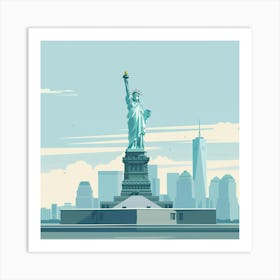 A Statue Of Liberty In New York Minimal Illustra 1719922963 2 Art Print