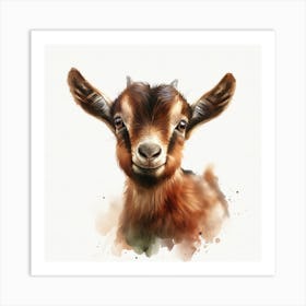 Baby Goat Watercolor Painting Art Print