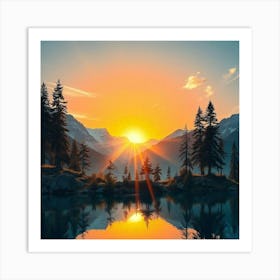 Sunset In The Mountains 1 Art Print