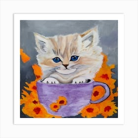 Kitten In A Cup Art Print