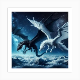 Two Majestic Dragons 1 Art Print