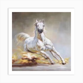 White Horse Running Art Print