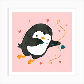Penguin Cupid Valentine'S Day Art Print