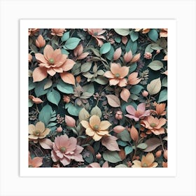 3d Floral Wallpaper Art Print