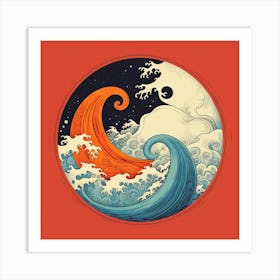 Great Wave Yin Yang Art Print