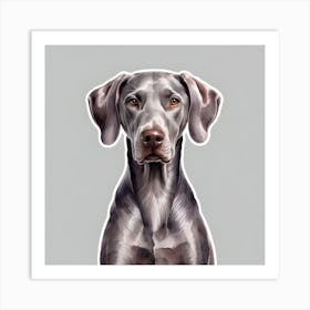 Elegant Weimaraner Dog Portrait – Realistic Wall Art For Pet Lovers And Home Decor Art Print